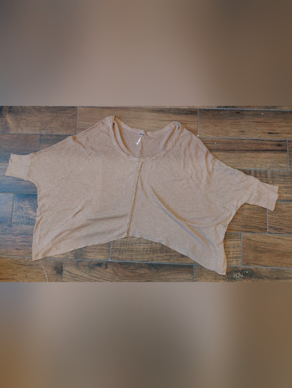 Free People Neutral Beige Scoop Neck Crop Top